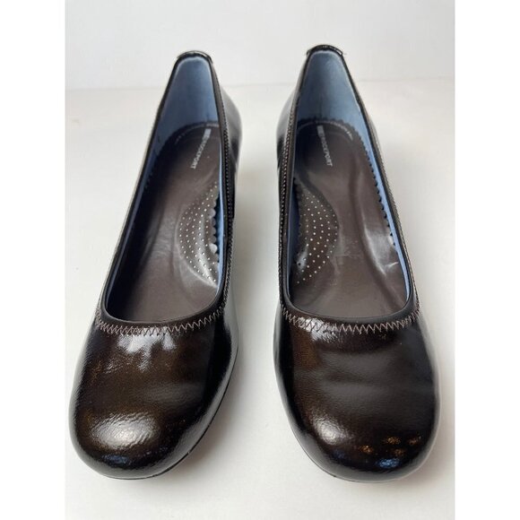 Rockport‎ Dark Brown Leather Dynamic Suspension Round Toe Pump Heels 6 - Picture 4 of 9